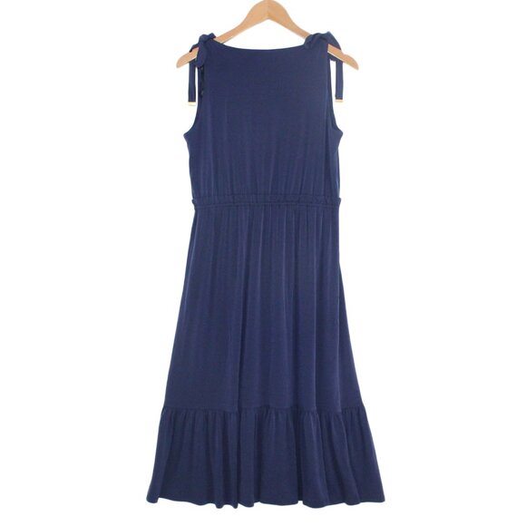 MICHAEL KORS v-Neck Sleeveless Tea Length Shift Navy Blue Dress - Medium - Picture 3 of 5
